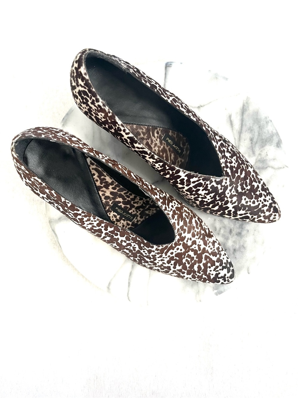 Pied Juste by Anthropologie Brown and White Animal-Print Wedge Pumps - Picture 2 of 7